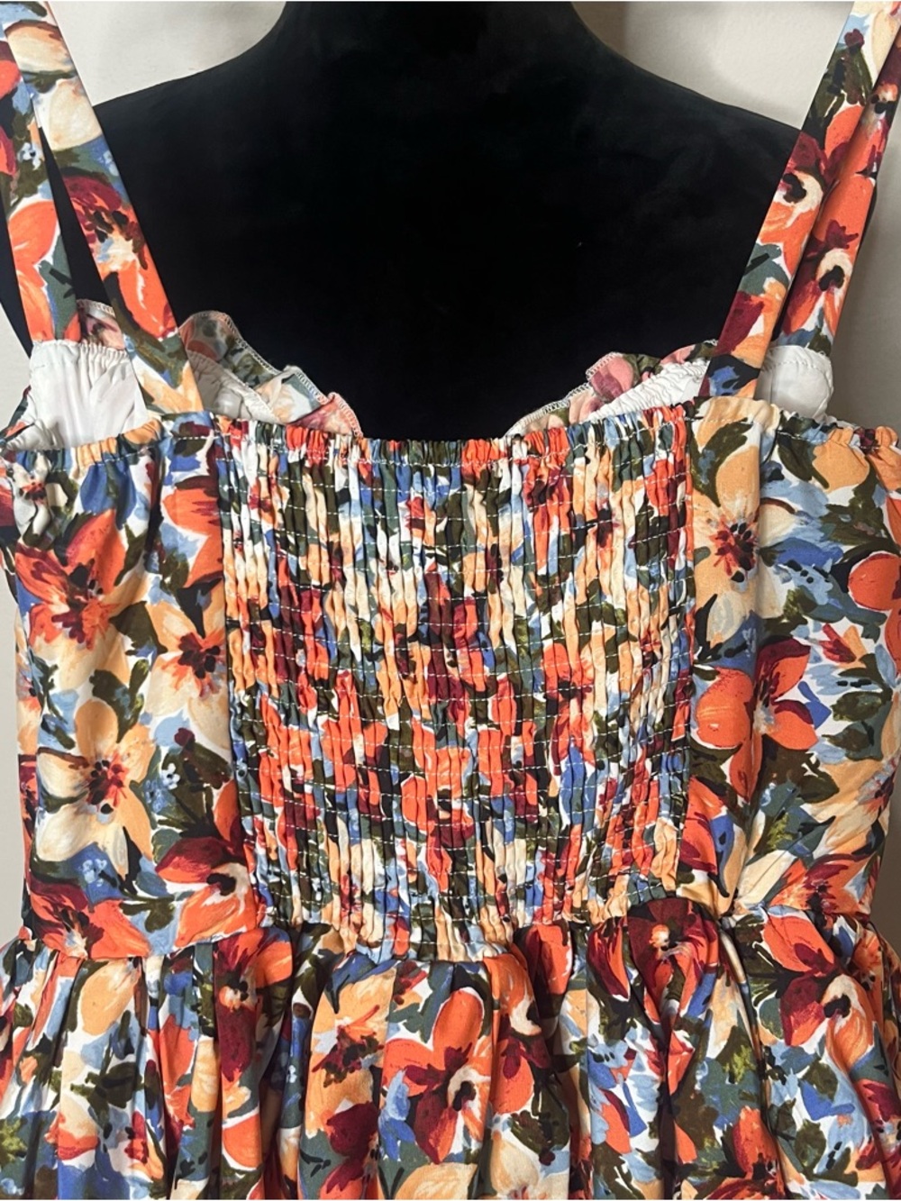 SHEIN Red & Cream Floral Sleeveless Mini Dress with Sweetheart Bodice Sz L - Picture 9 of 14